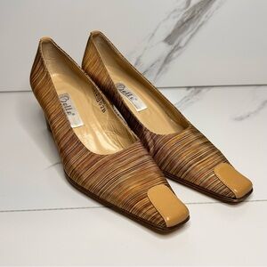 Belle Women's Brown Striped Heels Size 240 (7-7.5)